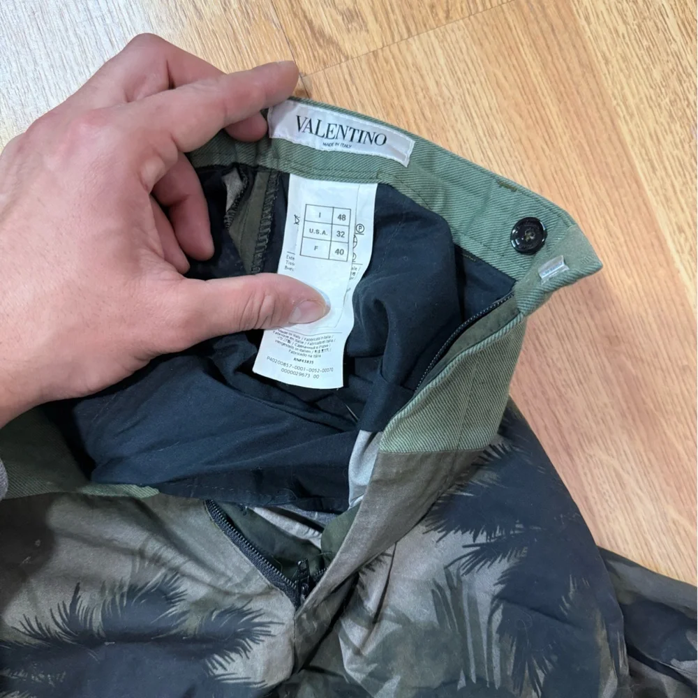 Valentino Black and Green Cargo Pants